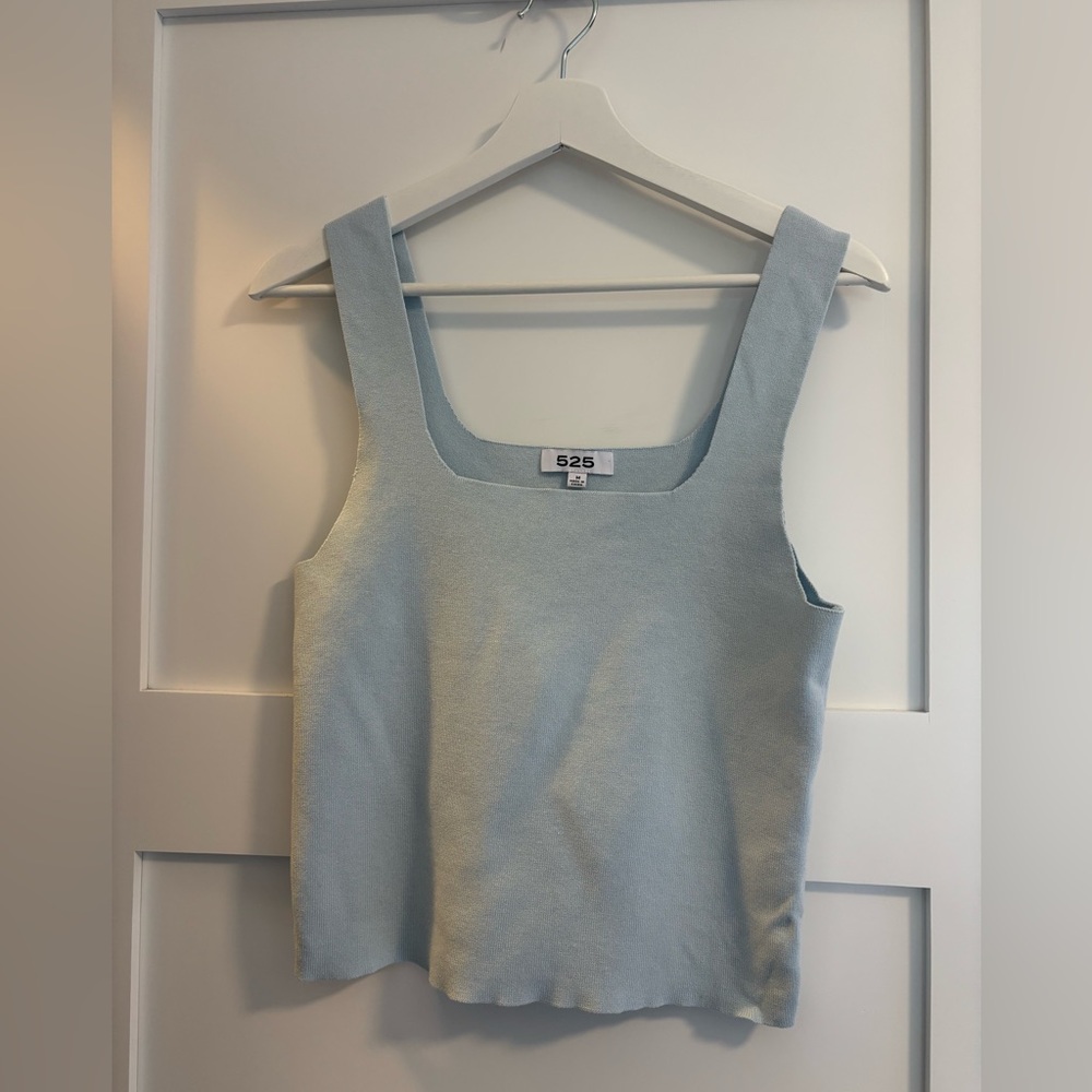 525 America Pale Blue Square-Neck Knit Tank